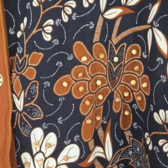 Vintage We Be Bop Brown/Black/Cream Beaded Floral Tribal Tunic/Dress, size 3X - Picture 4 of 12
